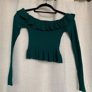 Forever21 Green Cropped Long Sleeve
